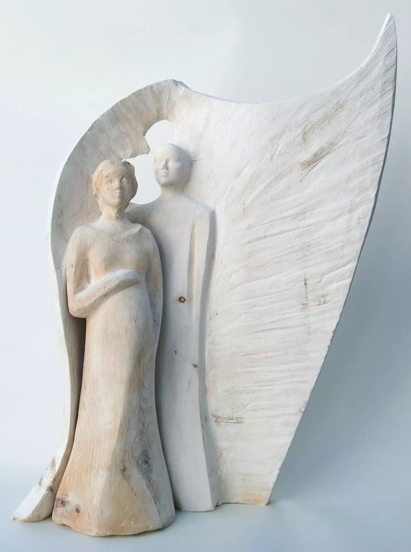 Holzskulptur Andrea Zrenner Kunstprojekt "Engel weisen mir den Weg"